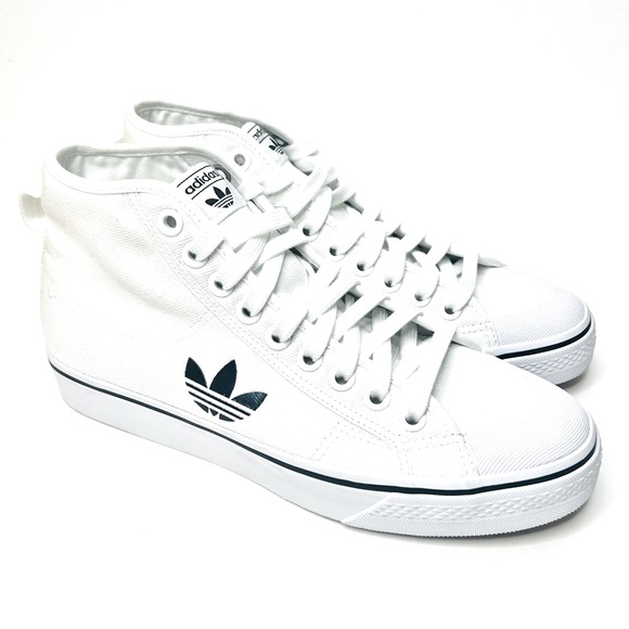 SOLD adidas Originals Nizza Hi Canvas White/Black Shoes Men's Size 8 FW8351 - Picture 2 of 7